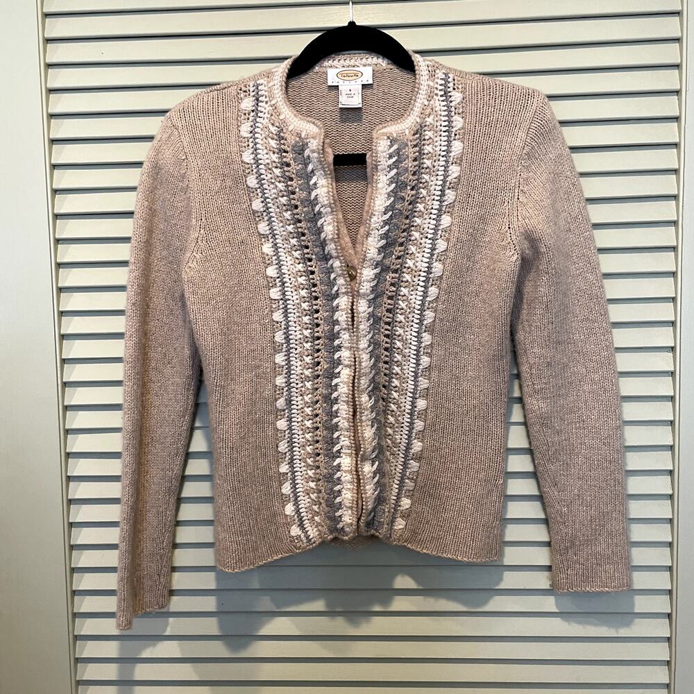Talbots PS Lambswool/Cashmere Embroidered Cardigan Preppy